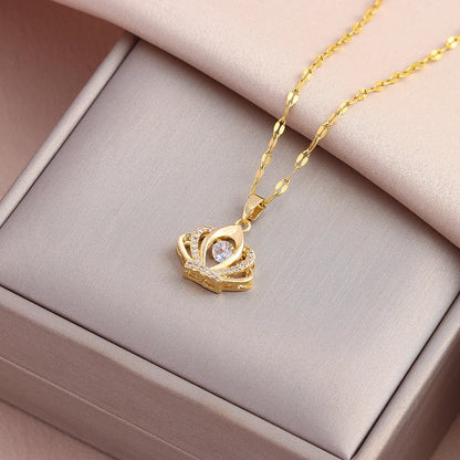 Heart Pendant Necklace | Waterproof 316L Stainless Steel Gold Clavicle Chain, 40cm+5cm