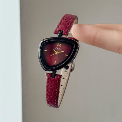 Asymmetric Micro-Dial Watch | 24mm Numberless Dial with Slim Leather Strap