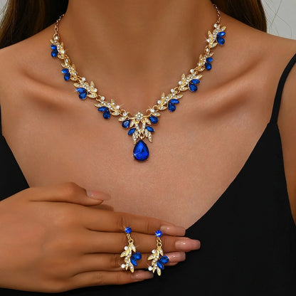 3pcs Waterdrop Choker Necklace & Earring Set for Women | Crystal Collar for Prom, Bridal & Wedding