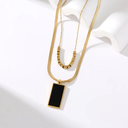 2-Layer Tiger Stripe Pendant Necklace | Waterproof 316L Stainless Steel, Round & Square Pendants