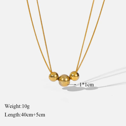 Solid Sphere Minimalist Necklace | Waterproof 316L Stainless Steel Gold Bead Link Chain