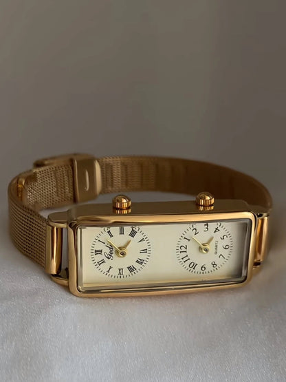 Irregular Minimalist Watch | Gold-Tone 24mm Numberless Dial with Slim Leather Strap & Japanese Quartz
