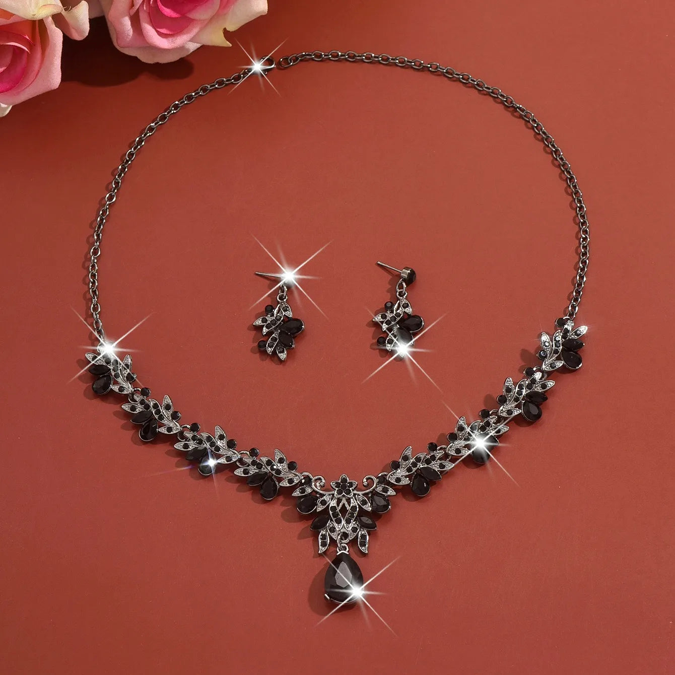 3pcs Waterdrop Choker Necklace & Earring Set for Women | Crystal Collar for Prom, Bridal & Wedding