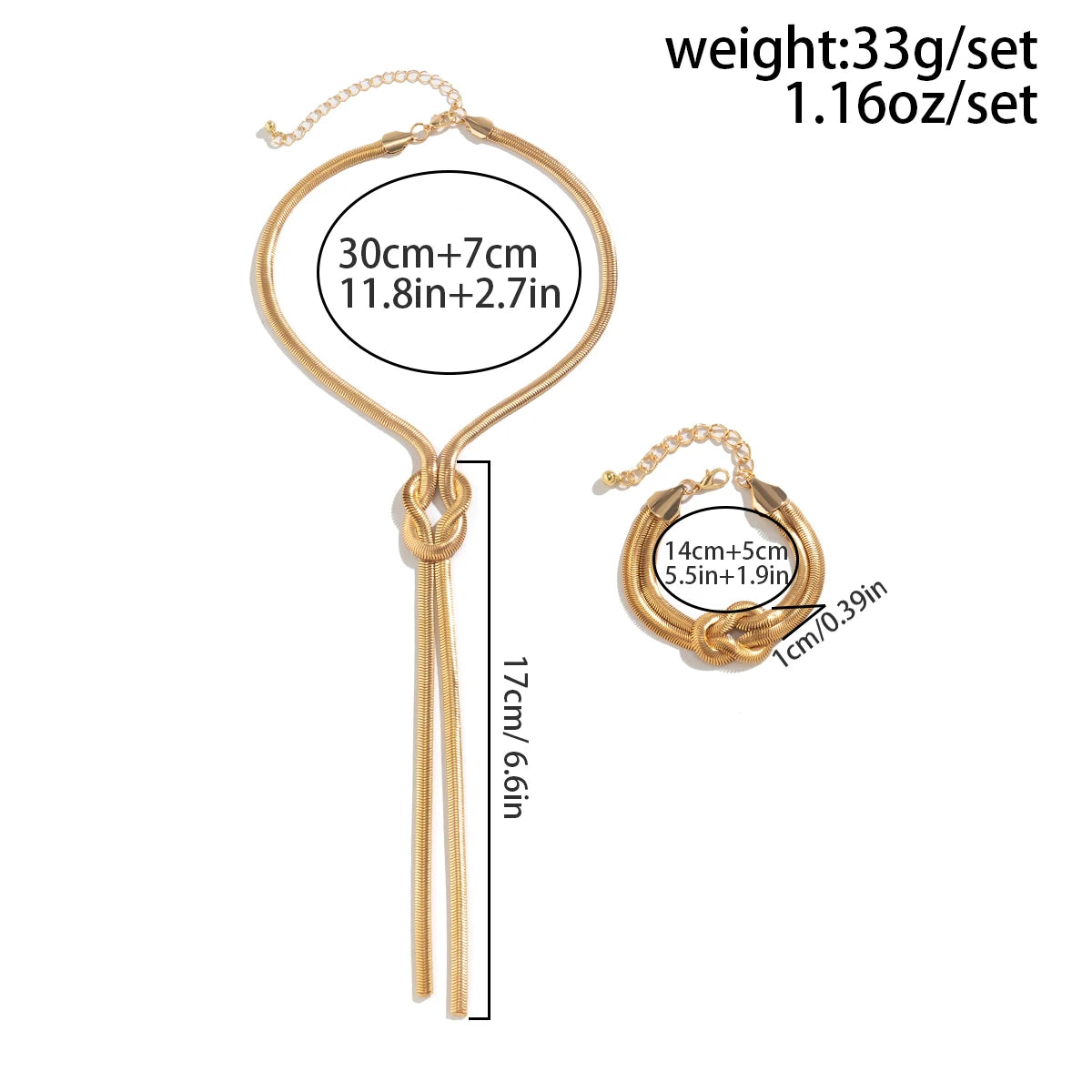 Snake Chain Tassel Choker & Drop Earrings Set | Gold-Tone Iron Alloy, 33g