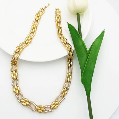 4-Piece Cuban Link Heart Jewellery Set | Gold-Plated Alloy Necklace, Bracelet, Earrings & Ring