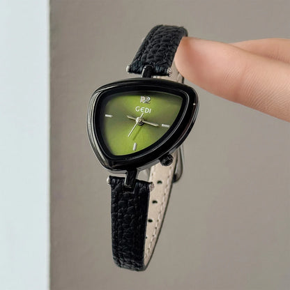 Asymmetric Micro-Dial Watch | 24mm Numberless Dial with Slim Leather Strap