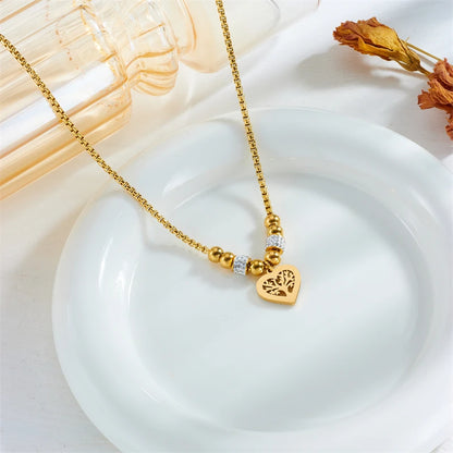 Heart-Shaped "Tree of Life" Choker | Waterproof 316L Stainless Steel Beaded Necklace