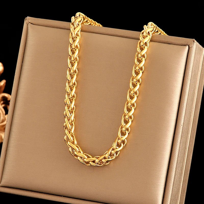 2-Layer Tiger Stripe Pendant Necklace | Waterproof 316L Stainless Steel, Round & Square Pendants