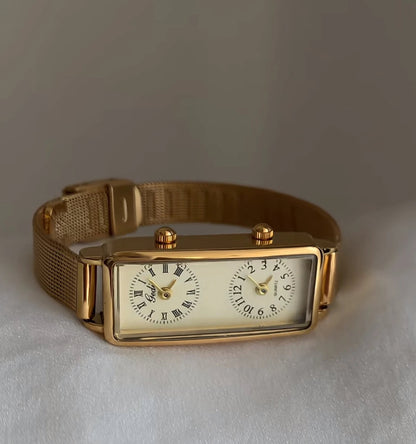 Irregular Minimalist Watch | Gold-Tone 24mm Numberless Dial with Slim Leather Strap & Japanese Quartz
