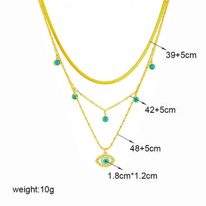 Multilayer Butterfly, Moon & Evil Eye Pendant Necklace | Waterproof 316L Stainless Steel