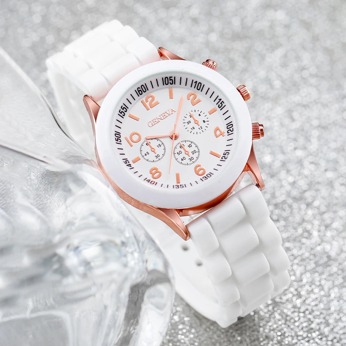 4-Piece Heart Watch & Jewellery Set | 38mm Quartz Watch with Silicone Band, Necklace, Bracelet & Earrings