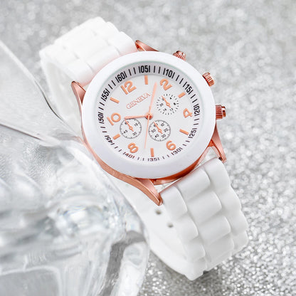 4-Piece Heart Watch & Jewellery Set | 38mm Quartz Watch with Silicone Band, Necklace, Bracelet & Earrings