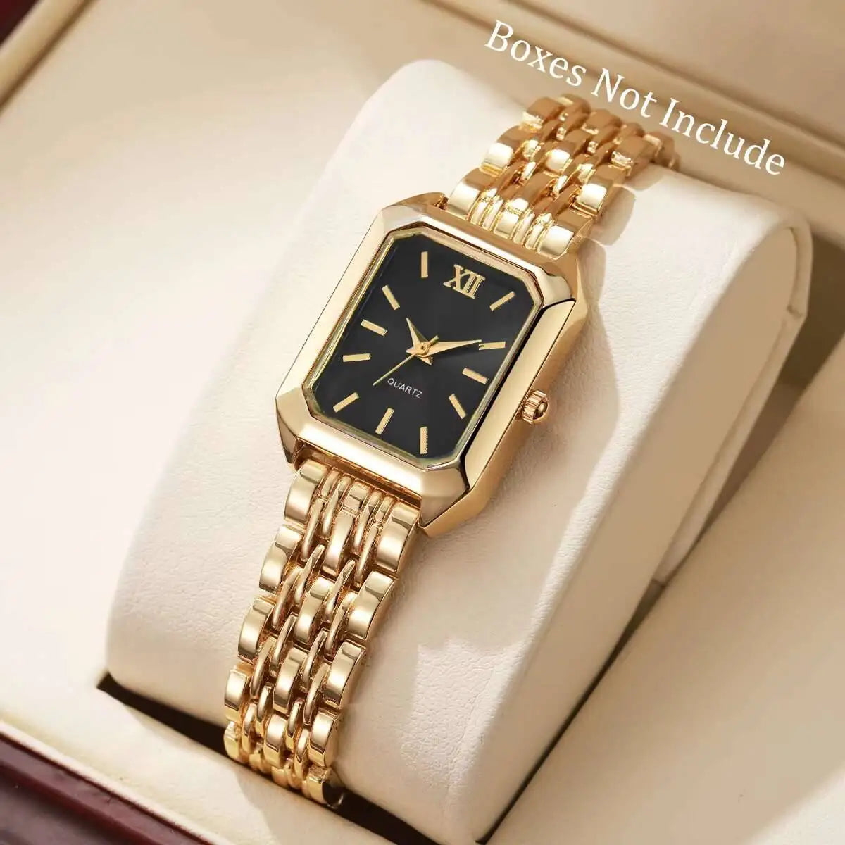 Vintage Rectangle Minimalist Watch | Elegant "Old Money" Gold-Tone Wristwatch