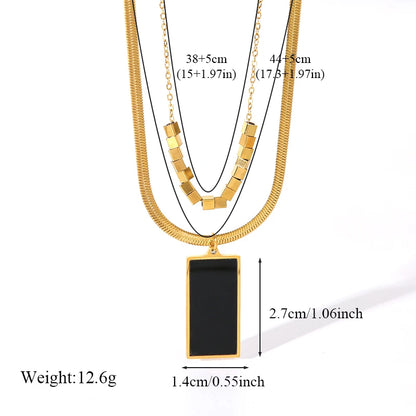 2-Layer Tiger Stripe Pendant Necklace | Waterproof 316L Stainless Steel, Round & Square Pendants