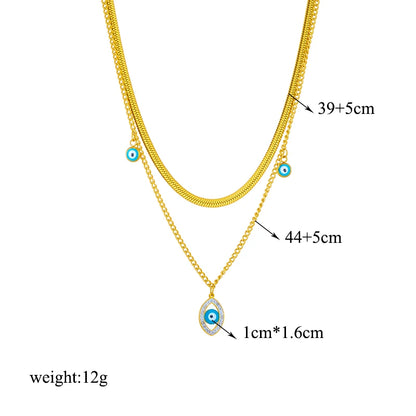Multilayer Butterfly, Moon & Evil Eye Pendant Necklace | Waterproof 316L Stainless Steel