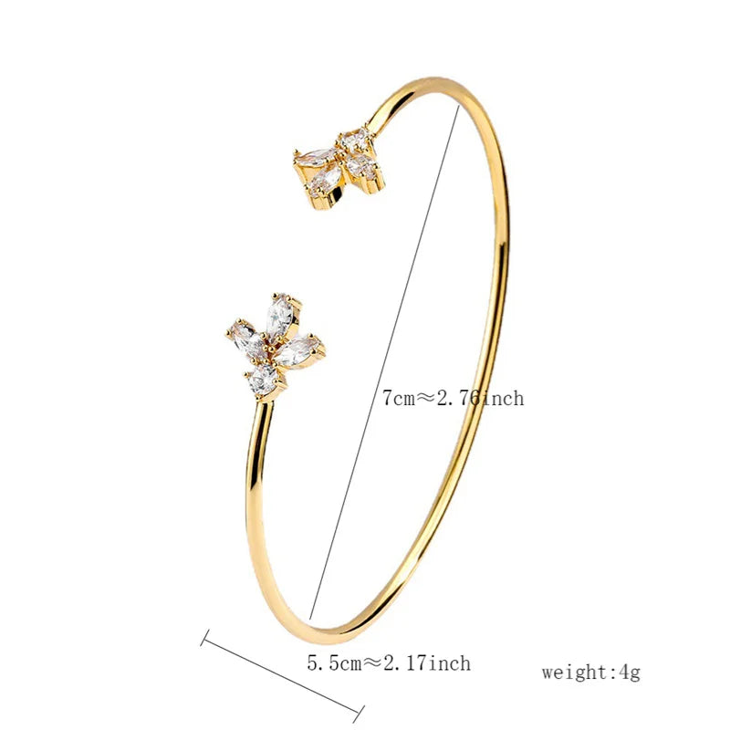 Geometric Gold Cuff Bangle | AAA+ Cubic Zirconia Tension Setting, Copper, 7g