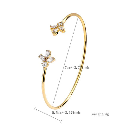 Geometric Gold Cuff Bangle | AAA+ Cubic Zirconia Tension Setting, Copper, 7g