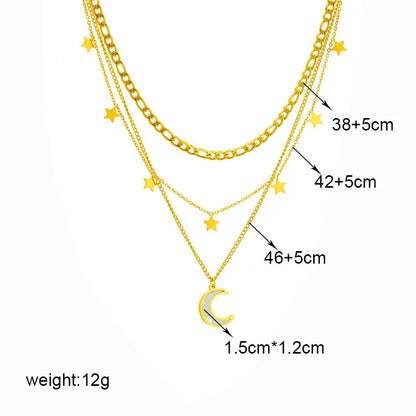 Multilayer Butterfly, Moon & Evil Eye Pendant Necklace | Waterproof 316L Stainless Steel