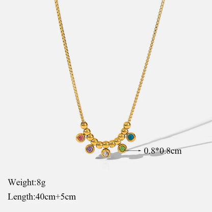 Solid Sphere Minimalist Necklace | Waterproof 316L Stainless Steel Gold Bead Link Chain