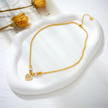 Heart-Shaped "Tree of Life" Choker | Waterproof 316L Stainless Steel Beaded Necklace
