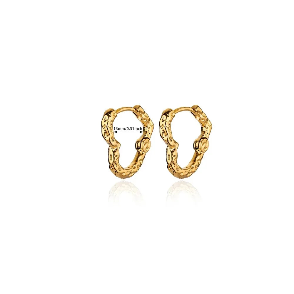 Hollow Zircon Heart Studs | Waterproof Gold Stainless Steel Screw-Back Earrings