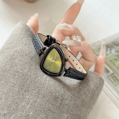 Asymmetric Micro-Dial Watch | 24mm Numberless Dial with Slim Leather Strap