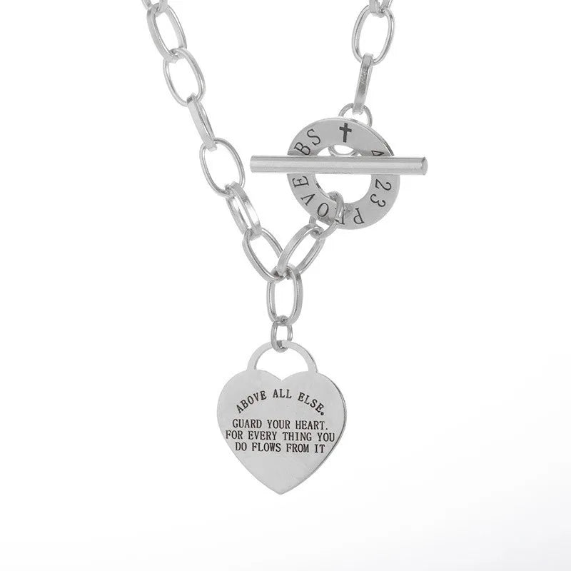 Modern Love Heart Pendant Necklace | Waterproof 316L Stainless Steel with Lip Chain