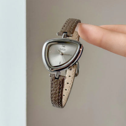 Asymmetric Micro-Dial Watch | 24mm Numberless Dial with Slim Leather Strap