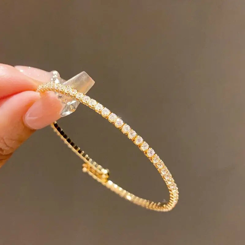 Elegant Golden Knot Cuff | Exquisite Full Zircon Minimalist Bangle for Weddings & Special Occasions