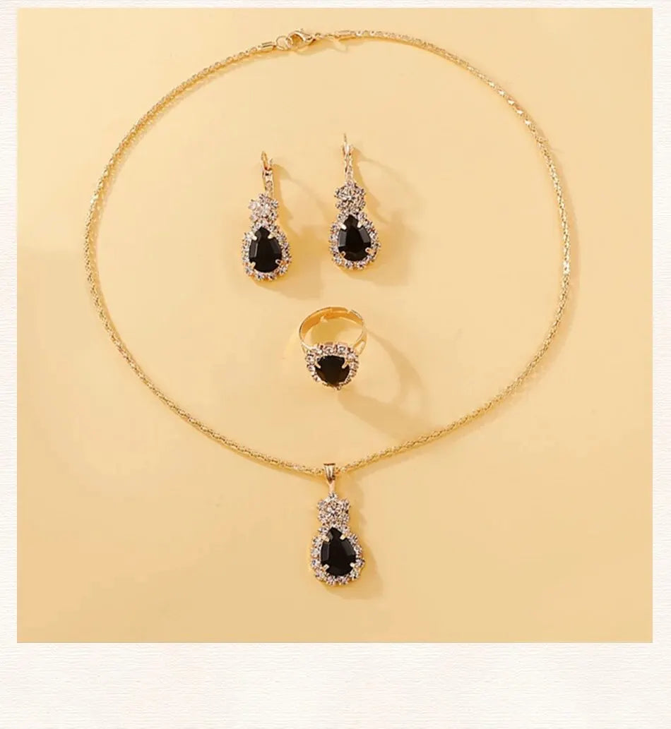 5-Piece Rhinestone Watch & Jewellery Set | Women's Quartz Watch with Necklace, Ring & Earrings