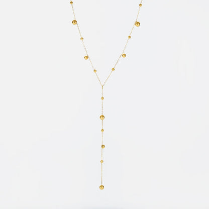 Solid Sphere Minimalist Necklace | Waterproof 316L Stainless Steel Gold Bead Link Chain