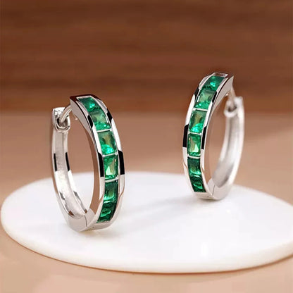 Princess Cut Crystal Hoop Earrings | Elegant Square Cubic Zirconia Gold-Tone Huggies