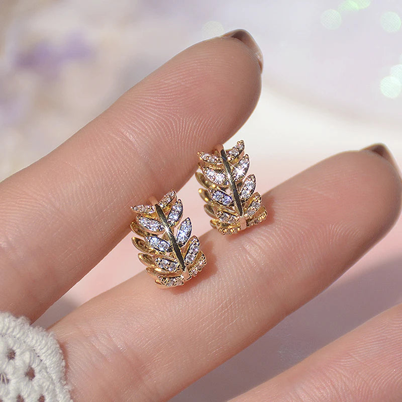 Irregular Hollow-Out Gold Hoop Earrings | Cubic Zirconia Accents, Brass, 3.7g