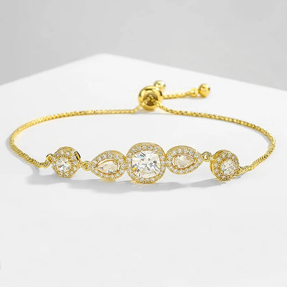 3-Piece Geometric Gold Cuff Bangle Set | AAA+ Cubic Zirconia Prong Setting, Adjustable, Unisex