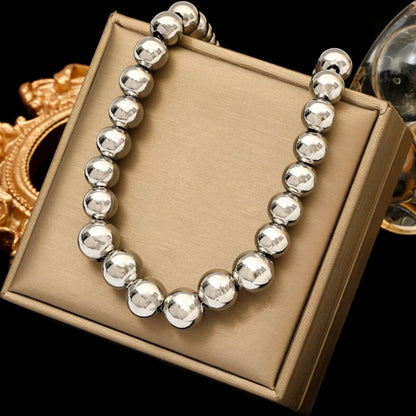 Solid Sphere Minimalist Necklace | Waterproof 316L Stainless Steel Gold Bead Link Chain