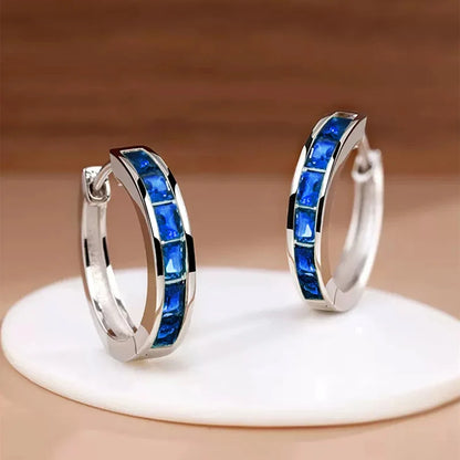 Princess Cut Crystal Hoop Earrings | Elegant Square Cubic Zirconia Gold-Tone Huggies