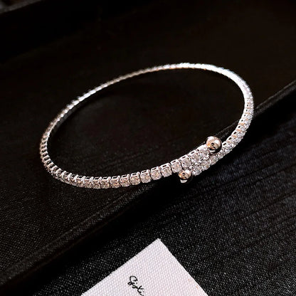 Elegant Golden Knot Cuff | Exquisite Full Zircon Minimalist Bangle for Weddings & Special Occasions