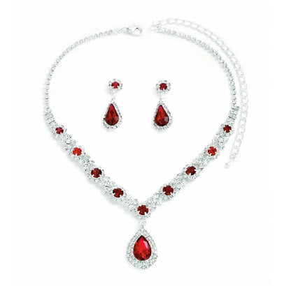 Crystal Teardrop 3-Piece Jewellery Set | Pendant Necklace & Earrings for Weddings & Evening Events