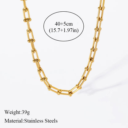Solid Sphere Minimalist Necklace | Waterproof 316L Stainless Steel Gold Bead Link Chain