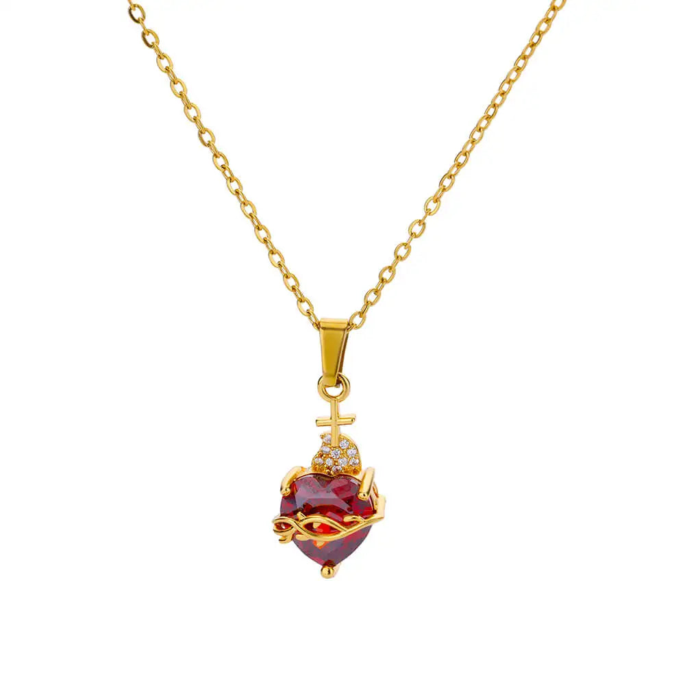 Modern Love Heart Pendant Necklace | Waterproof 316L Stainless Steel with Lip Chain