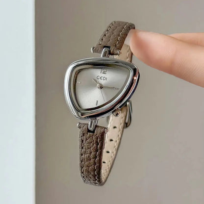 Asymmetric Micro-Dial Watch | 24mm Numberless Dial with Slim Leather Strap
