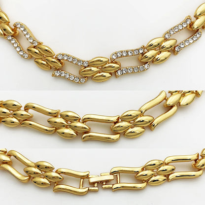 4-Piece Cuban Link Heart Jewellery Set | Gold-Plated Alloy Necklace, Bracelet, Earrings & Ring