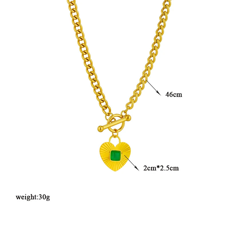 Heart Eye & Butterfly Multi-Motif Necklace | Waterproof 316L Stainless Steel Gold Link Chain