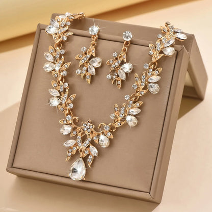 3pcs Waterdrop Choker Necklace & Earring Set for Women | Crystal Collar for Prom, Bridal & Wedding