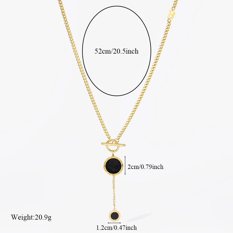 2-Layer Tiger Stripe Pendant Necklace | Waterproof 316L Stainless Steel, Round & Square Pendants