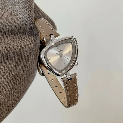 Asymmetric Micro-Dial Watch | 24mm Numberless Dial with Slim Leather Strap