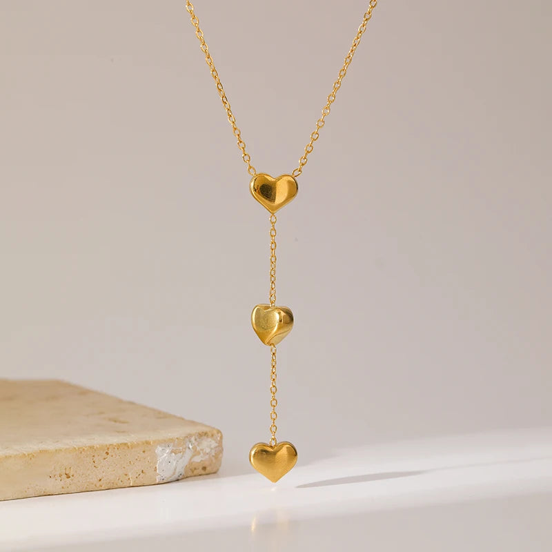 Minimalist Love Heart Pendant | Waterproof 316L Stainless Steel Adjustable Gold Necklace