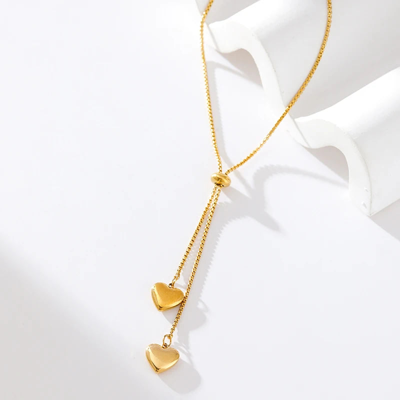 Minimalist Love Heart Pendant | Waterproof 316L Stainless Steel Adjustable Gold Necklace