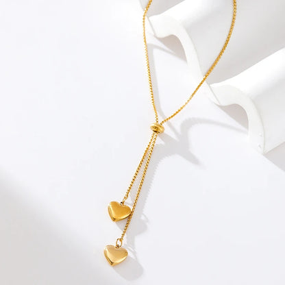 Minimalist Love Heart Pendant | Waterproof 316L Stainless Steel Adjustable Gold Necklace