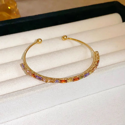 Elegant Golden Knot Cuff | Exquisite Full Zircon Minimalist Bangle for Weddings & Special Occasions